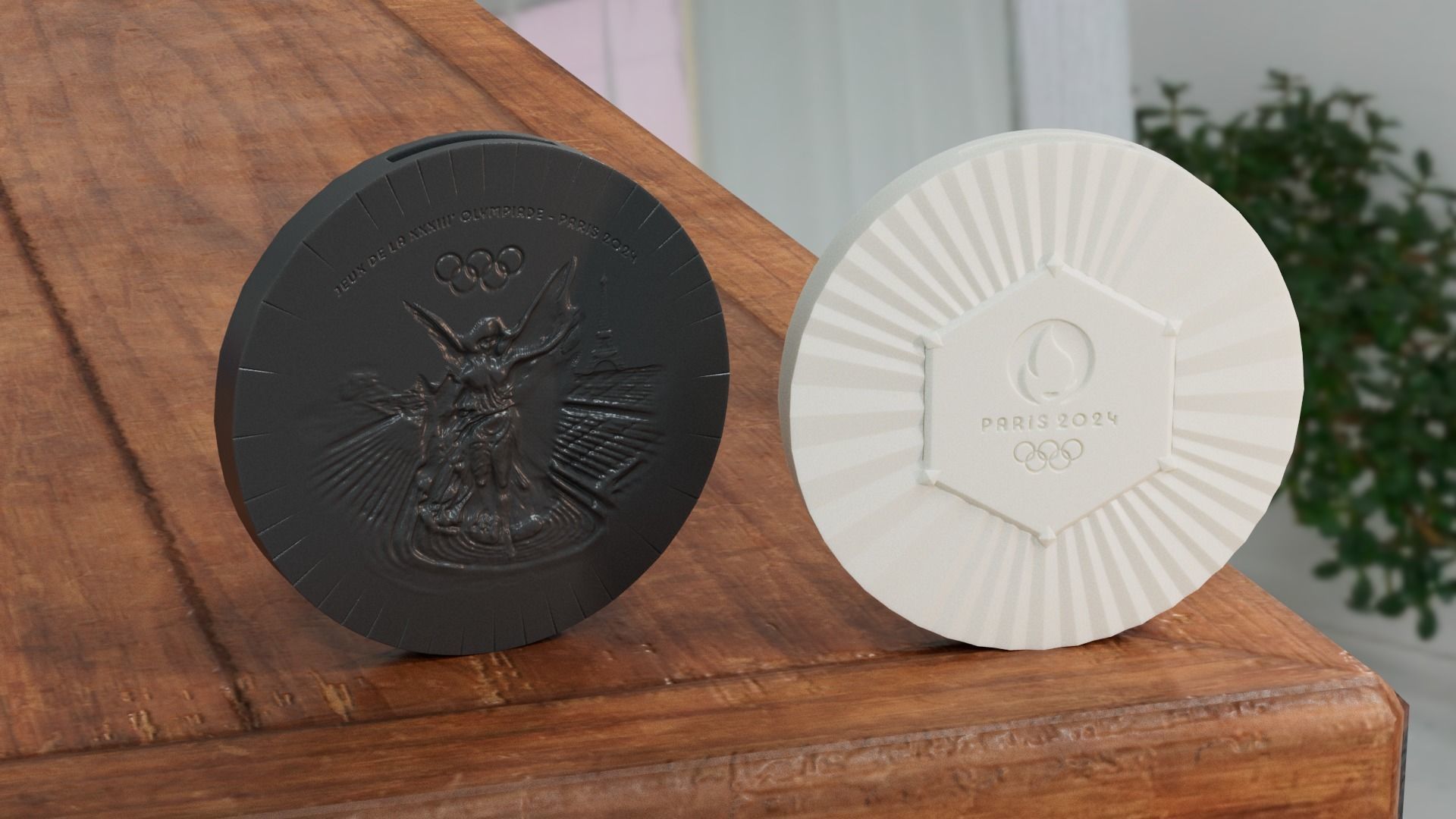 Official Paris 2024 Summer Olympics Medals Low-poly 3D model_9