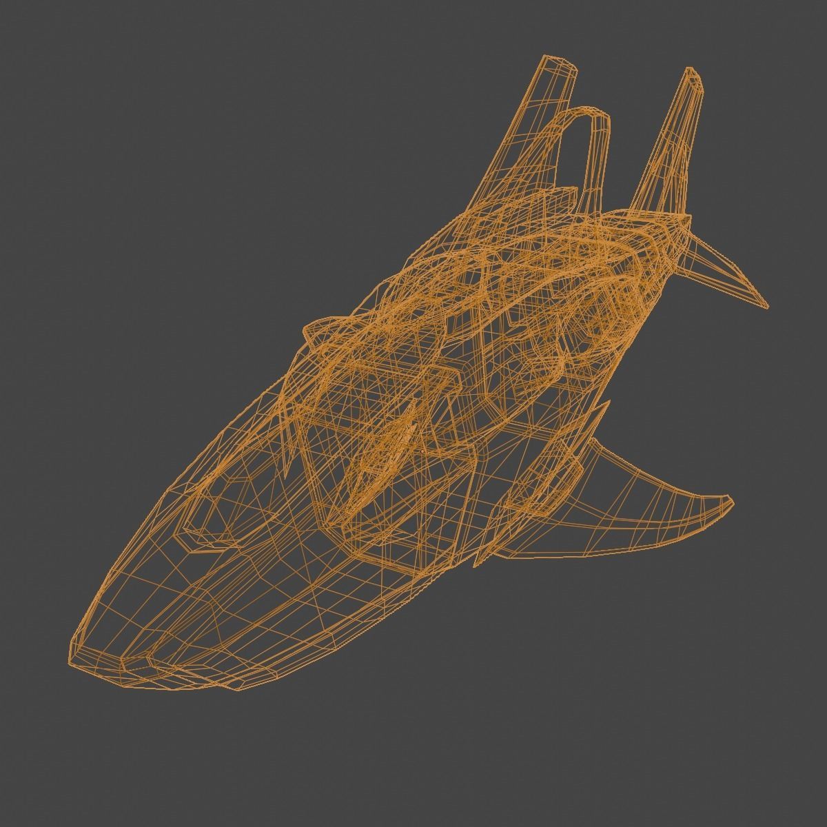Space Shark Spaceship Low-poly 3D model_16
