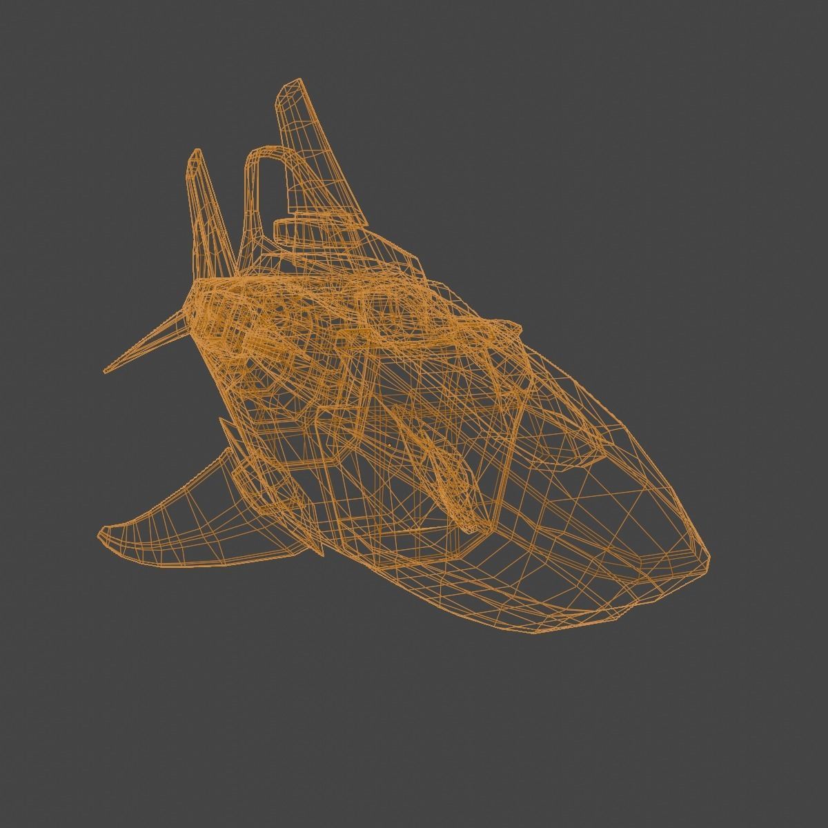 Space Shark Spaceship Low-poly 3D model_17