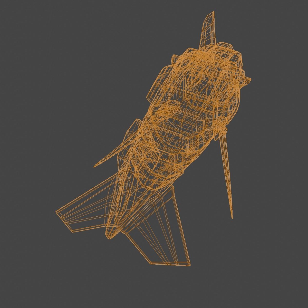 Space Shark Spaceship Low-poly 3D model_21
