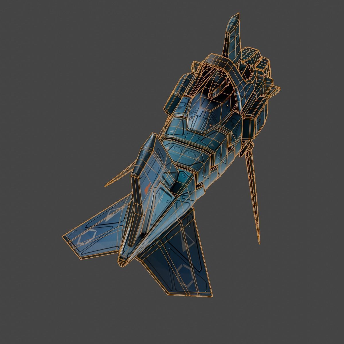 Space Shark Spaceship Low-poly 3D model_13