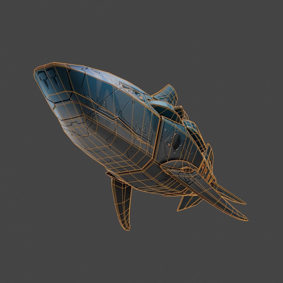 Space Shark Spaceship Low-poly 3D model_10