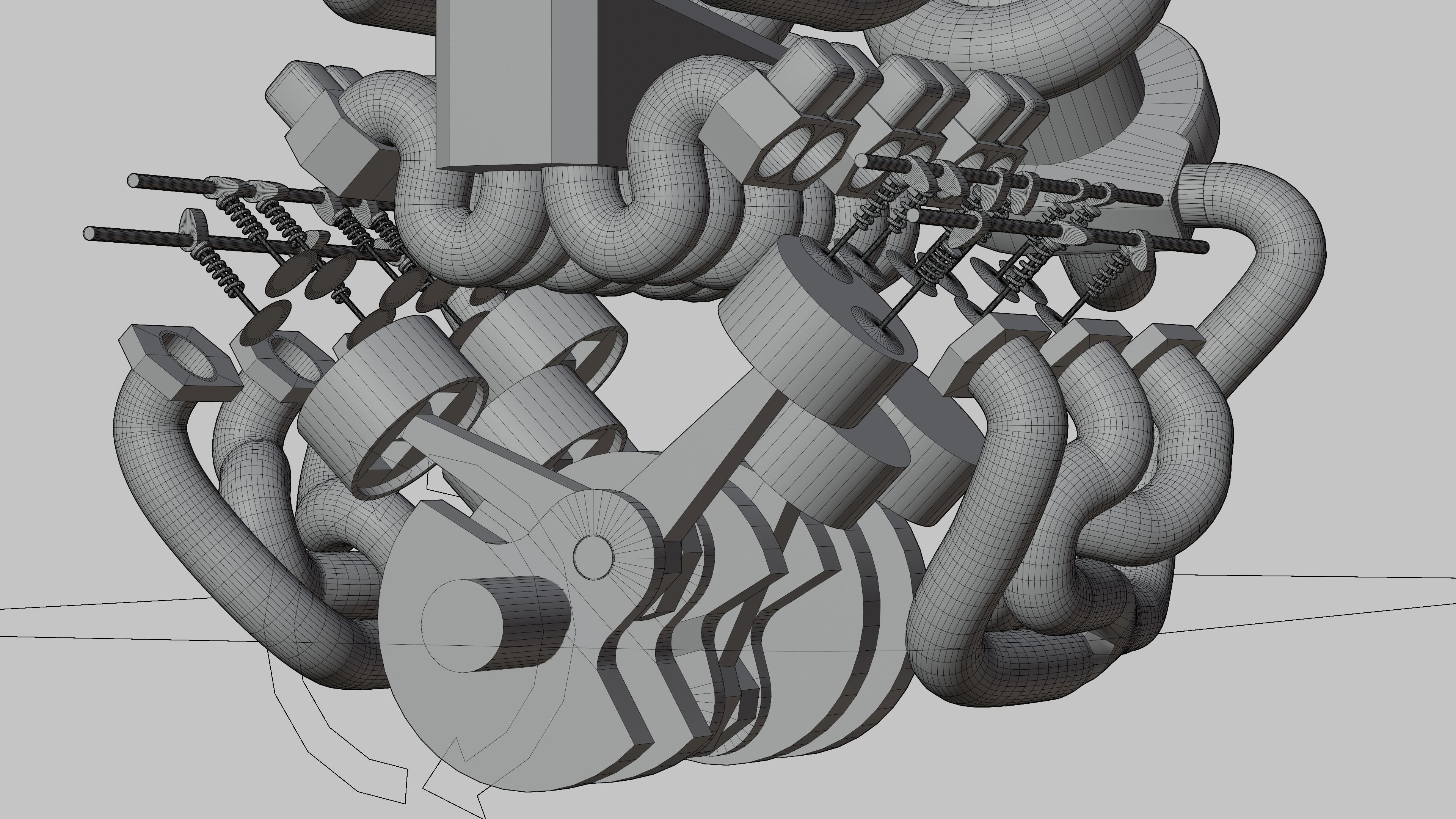 Twin Turbocharged V6 Engine Free 3D model