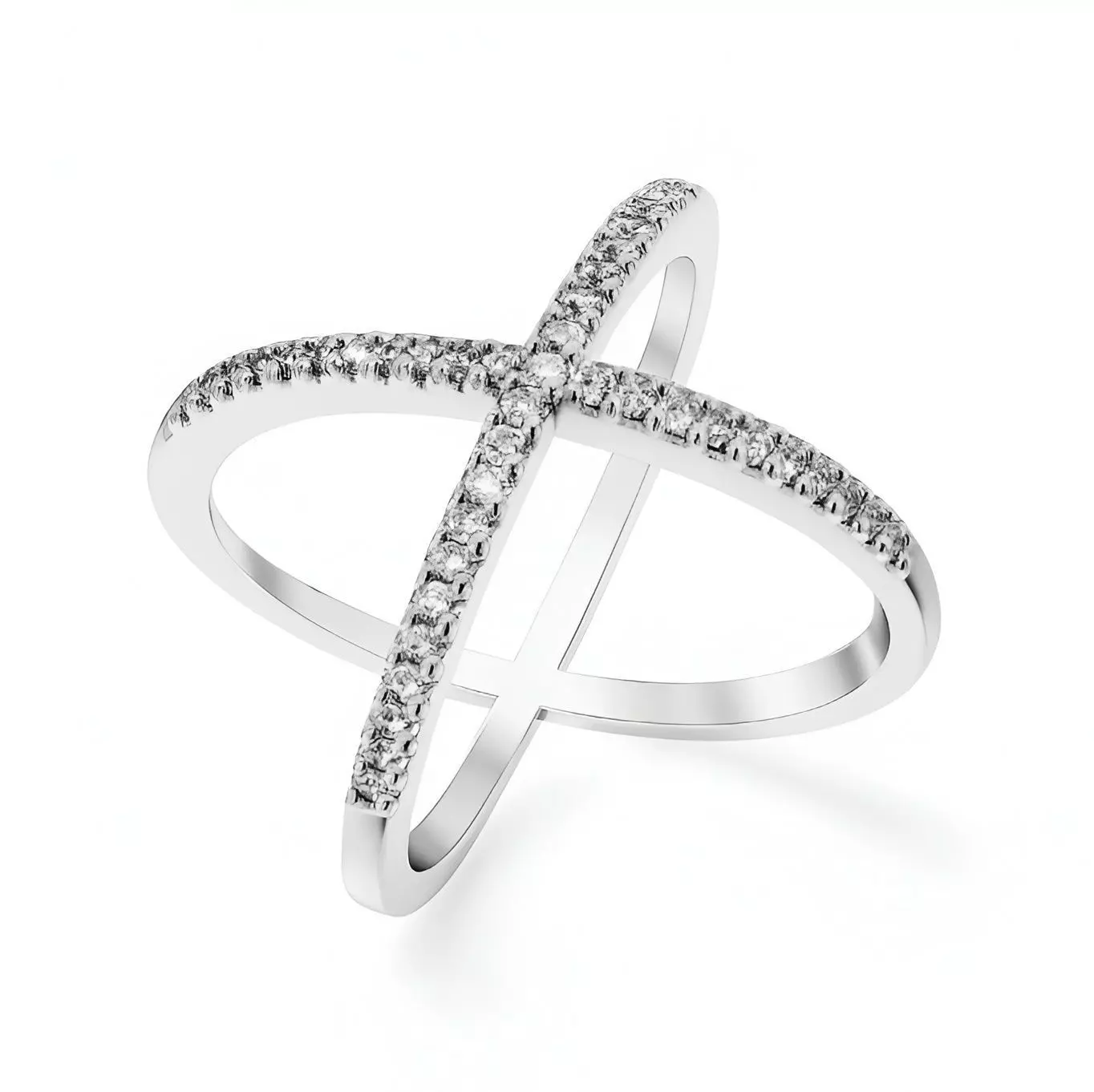 Cross Elegant X Ring With Diamonds 3D print model