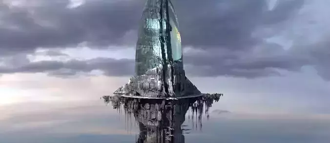 Art Deco Cthulhu light watchtower