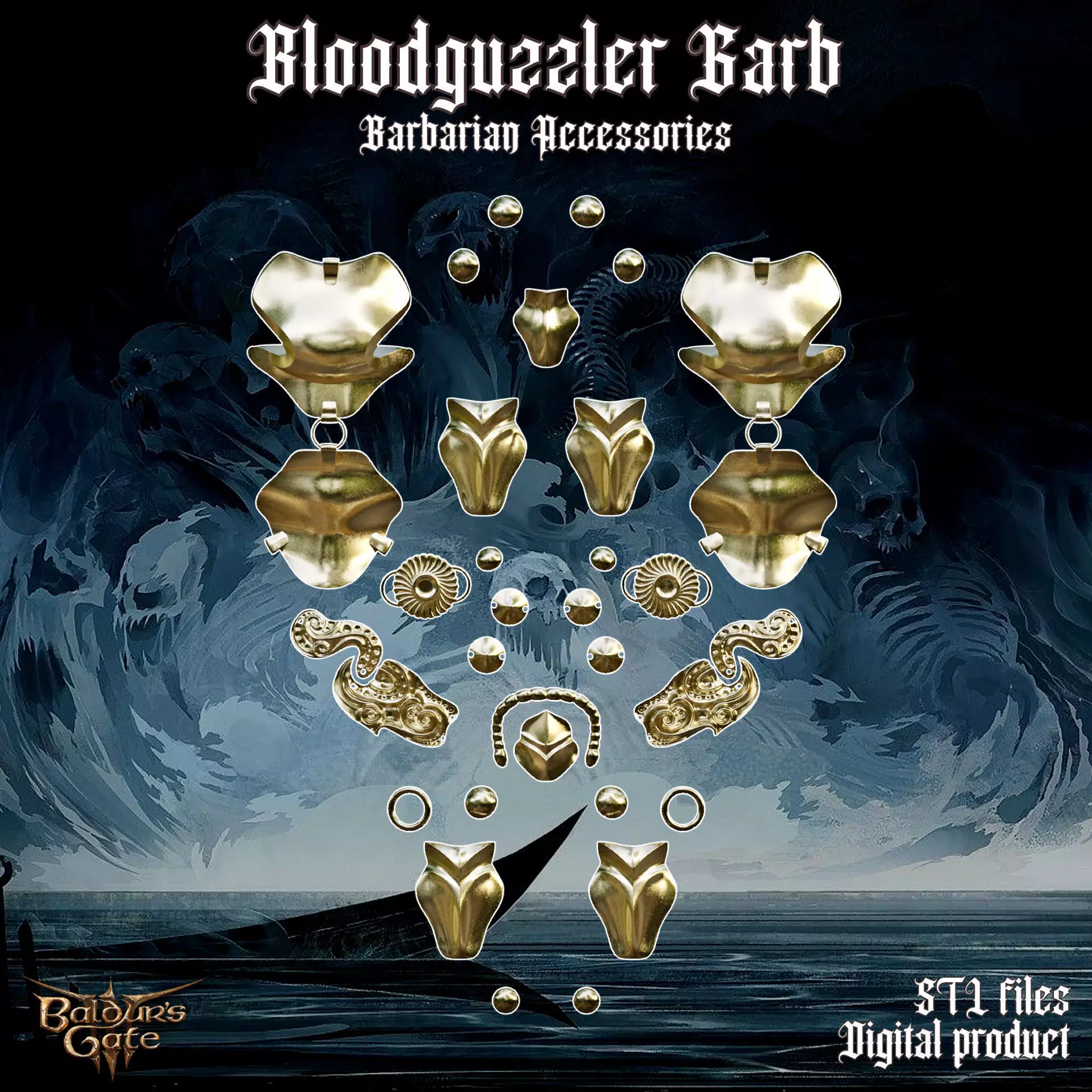 Bloodguzzler Garb Armor Accessories Baldurs Gate 3 STL 3D print model_0