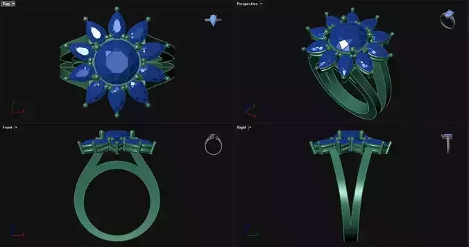 Sunflower Engagement Ring 