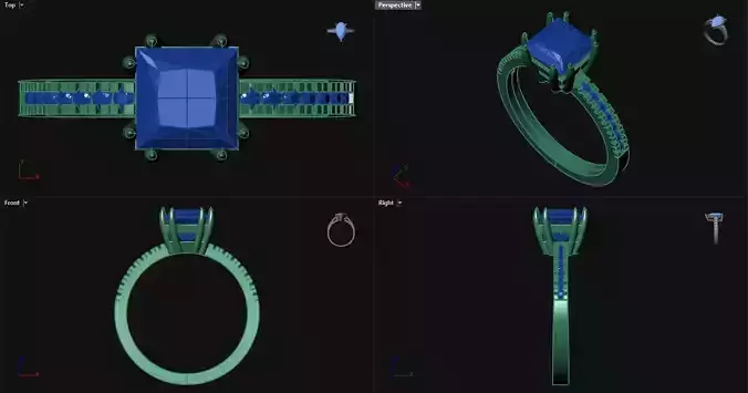 Double Prong Princess Engagement Ring 