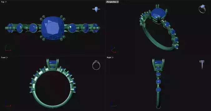 Double Prong Cushion Engagement Ring 