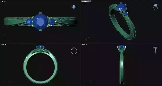 6 Prong Engagement Ring with accent stones