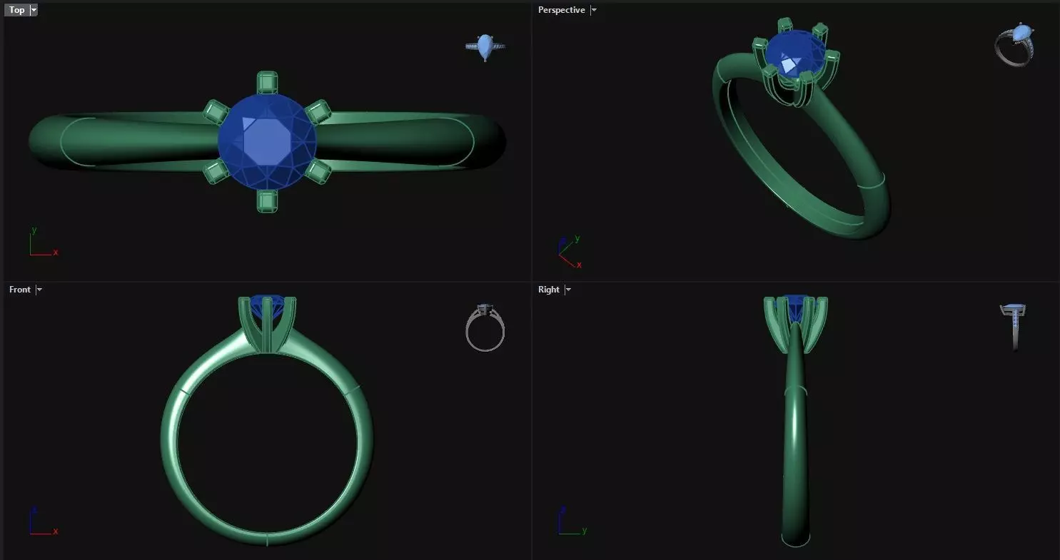 Peg Head Reverse Tapered Engagement Ring 3D print model
