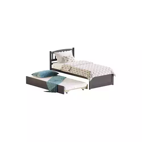 Twin Size Platform Bed Wood Bed Frame with Trundle