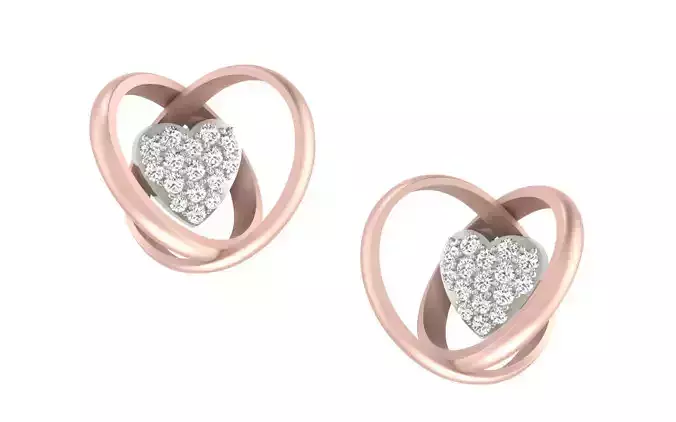 Light Weight Rose Gold Diamond Earring  -DDS PN 185