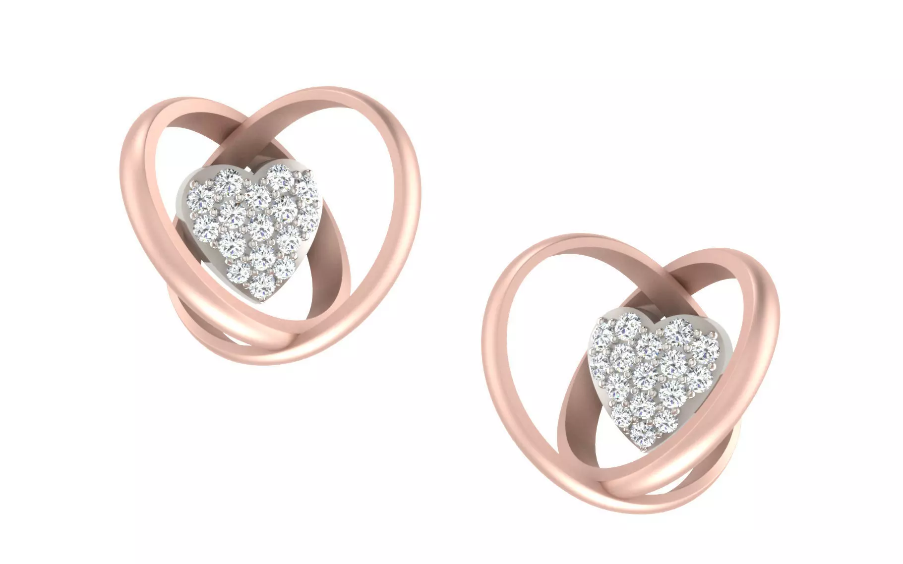 Light Weight Rose Gold Diamond Earring -DDS PN 185 3D print model