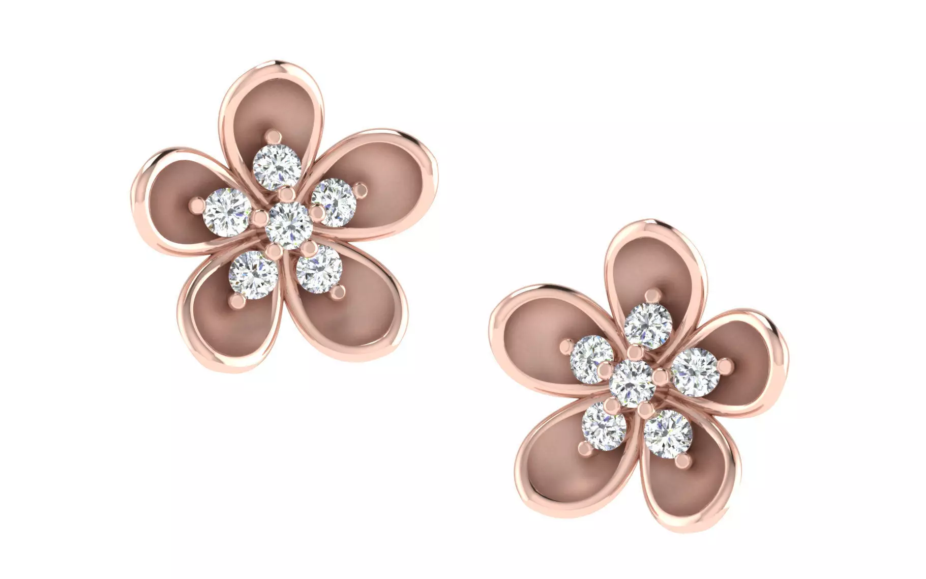 Light Weight Rose Gold Diamond Earring -DDS TP 201 3D print model