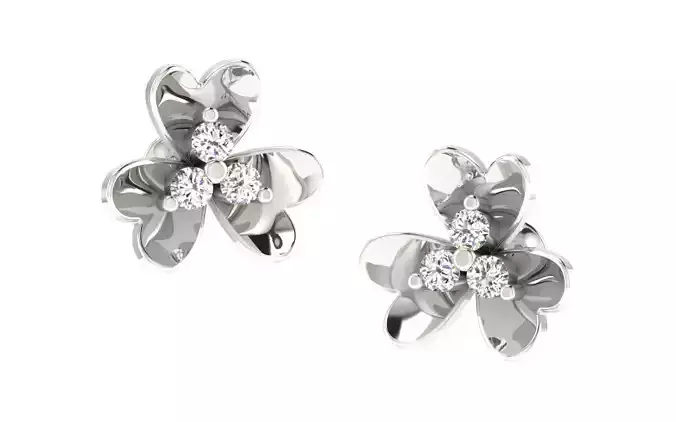 Light Weight White Gold Diamond Earring  -DDS TP 202
