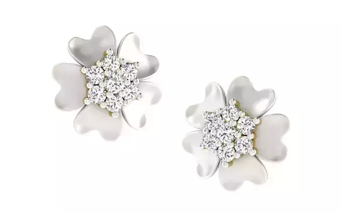 Light Weight White  Gold Diamond Earring  -DDS TP 204