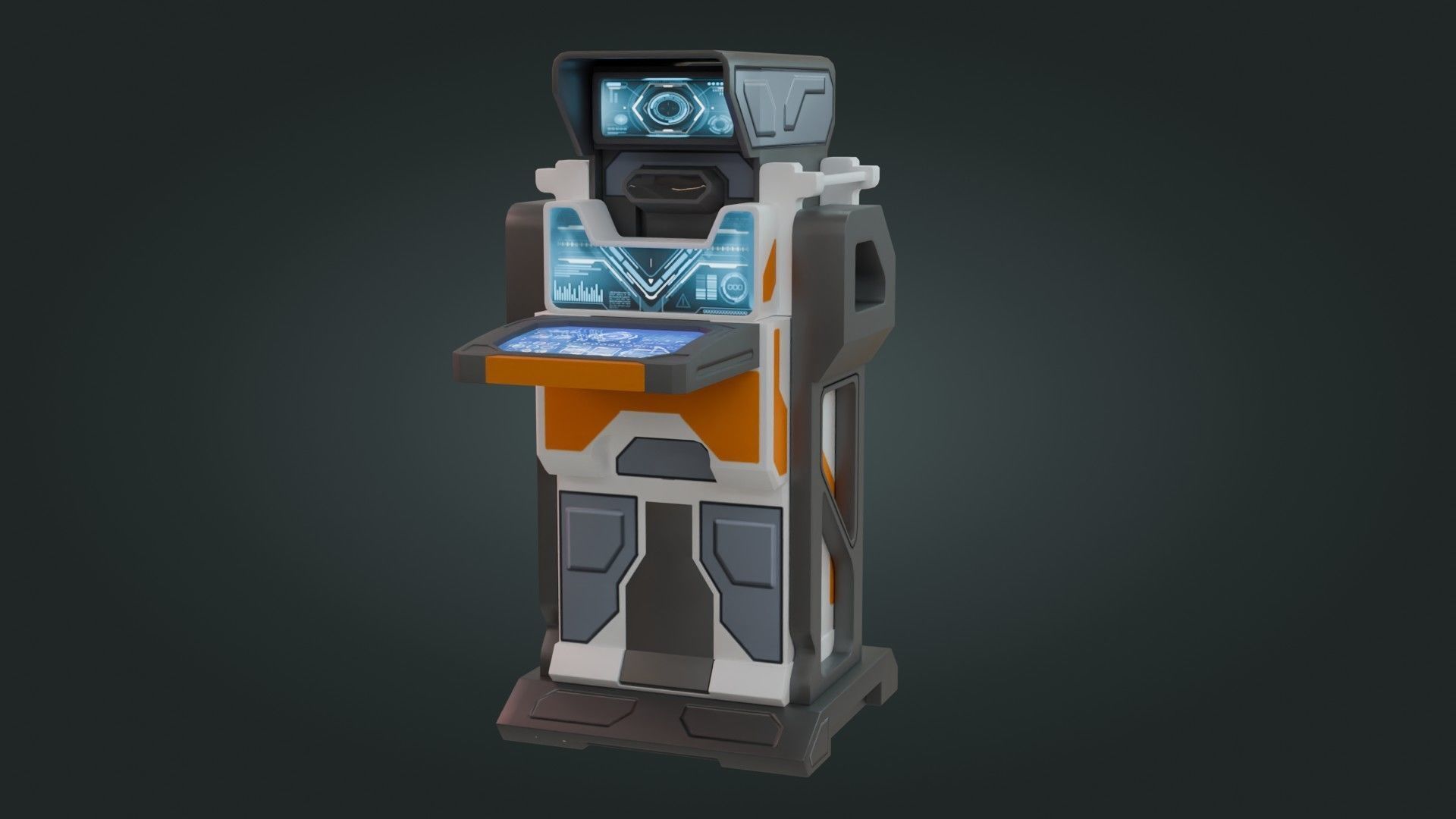 Sci-Fi Computer - Game Ready - PBR Low-poly 3D model_1