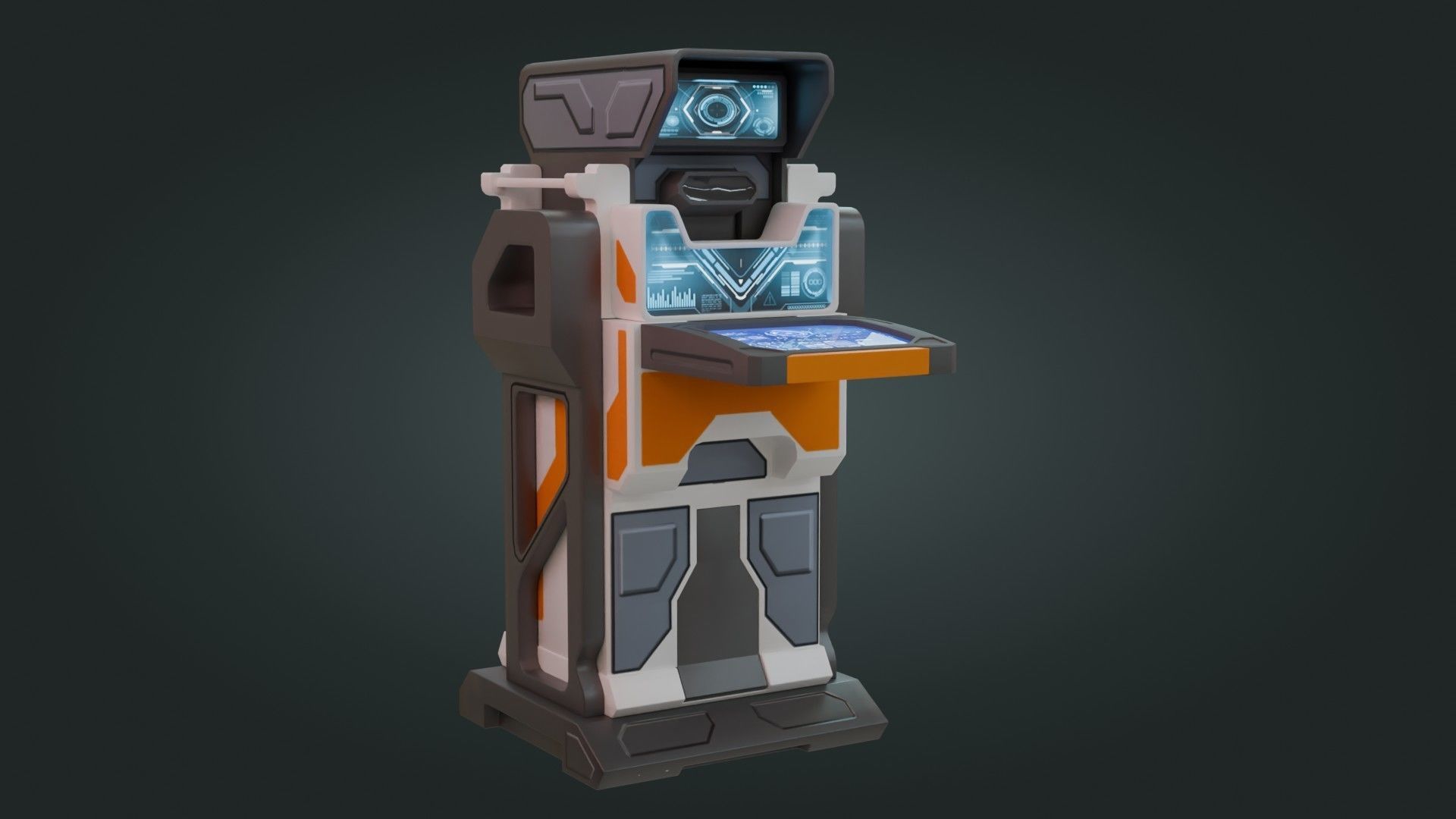 Sci-Fi Computer - Game Ready - PBR Low-poly 3D model_2