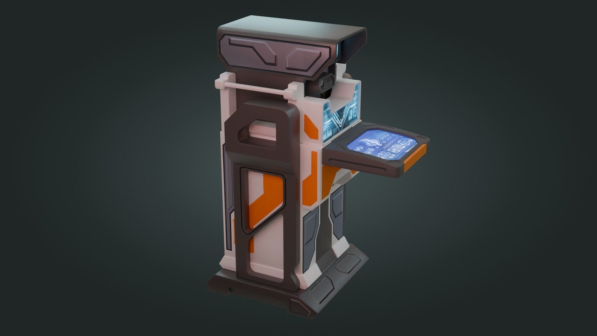 Sci-Fi Computer - Game Ready - PBR Low-poly 3D model_11