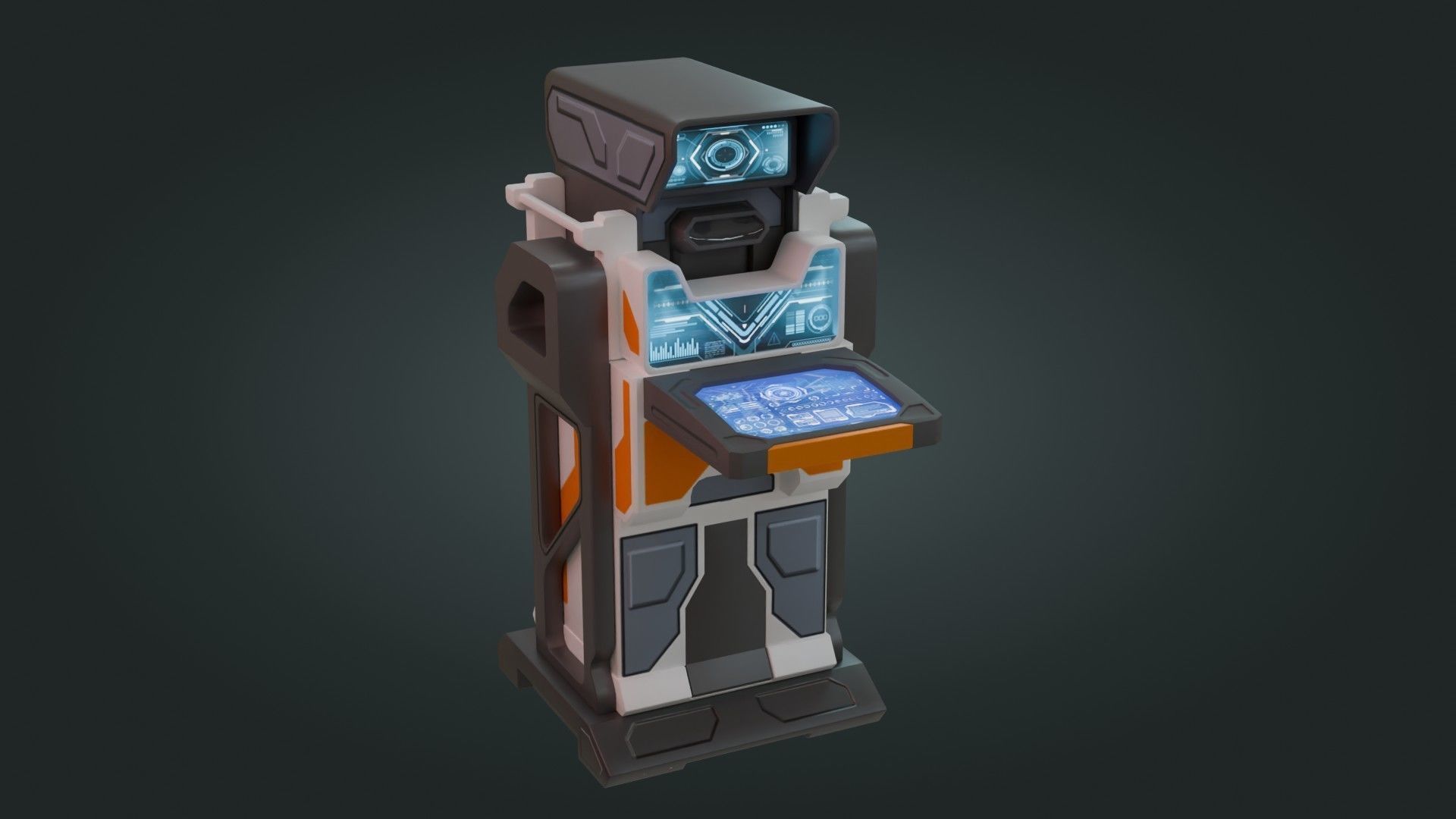 Sci-Fi Computer - Game Ready - PBR Low-poly 3D model_10