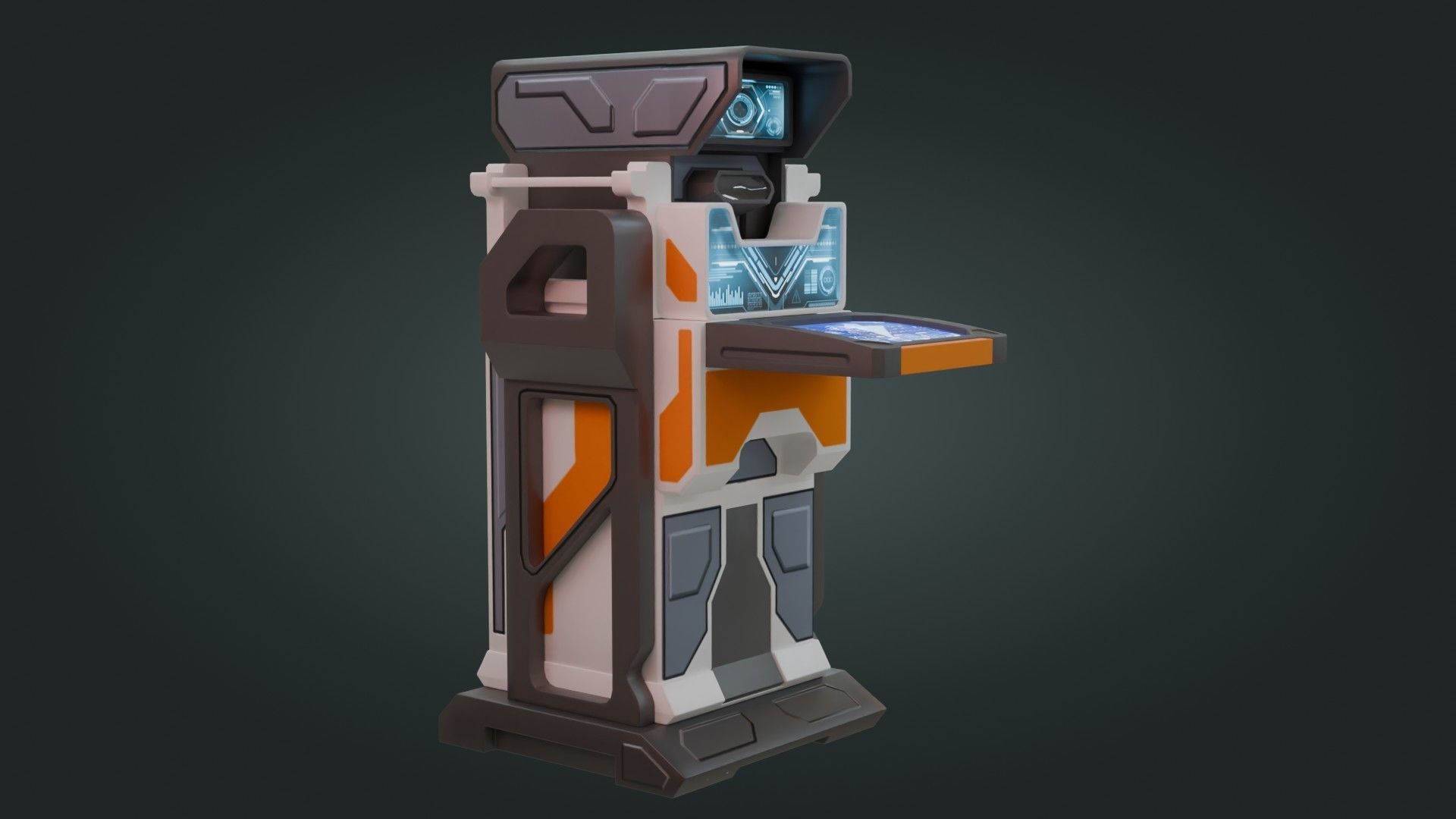 Sci-Fi Computer - Game Ready - PBR Low-poly 3D model_3