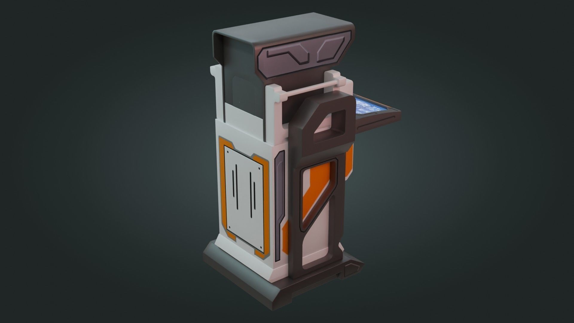 Sci-Fi Computer - Game Ready - PBR Low-poly 3D model_12