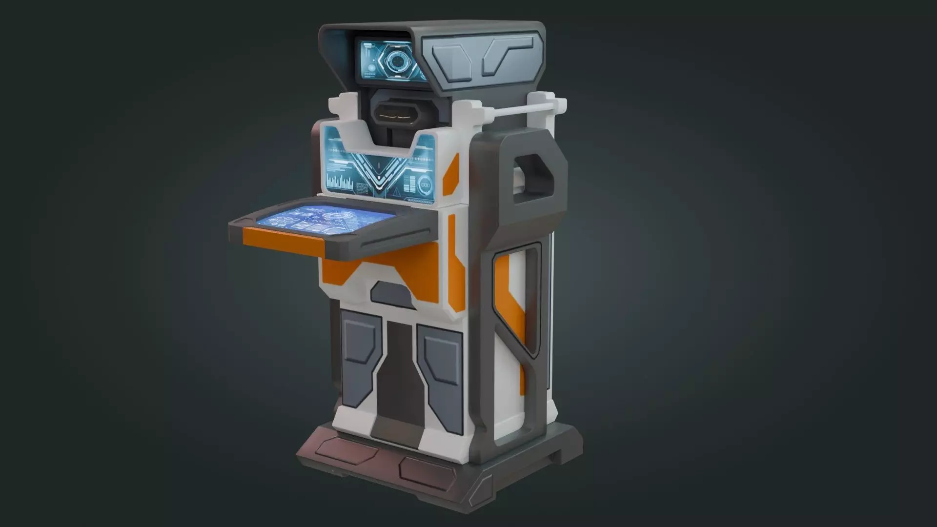 Sci-Fi Computer - Game Ready - PBR Low-poly 3D model_0