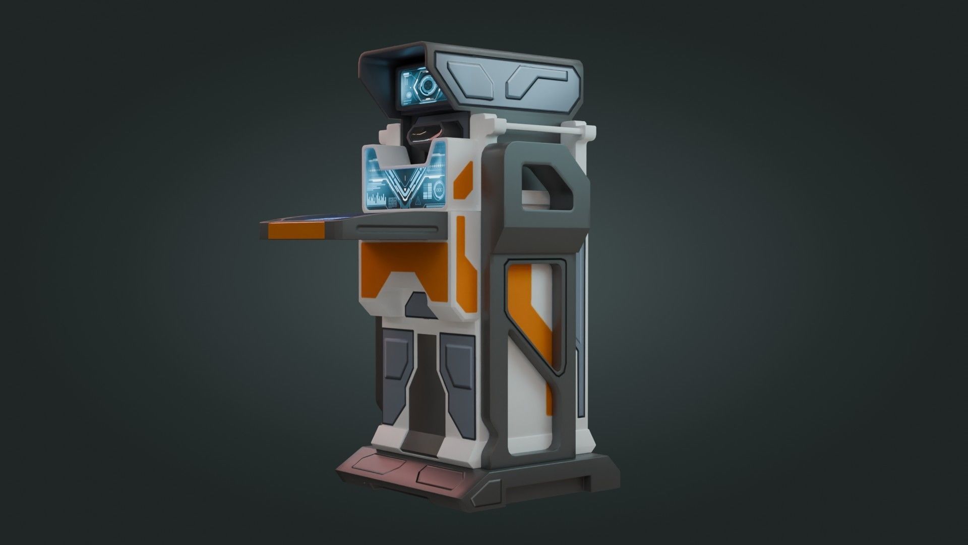 Sci-Fi Computer - Game Ready - PBR Low-poly 3D model_8