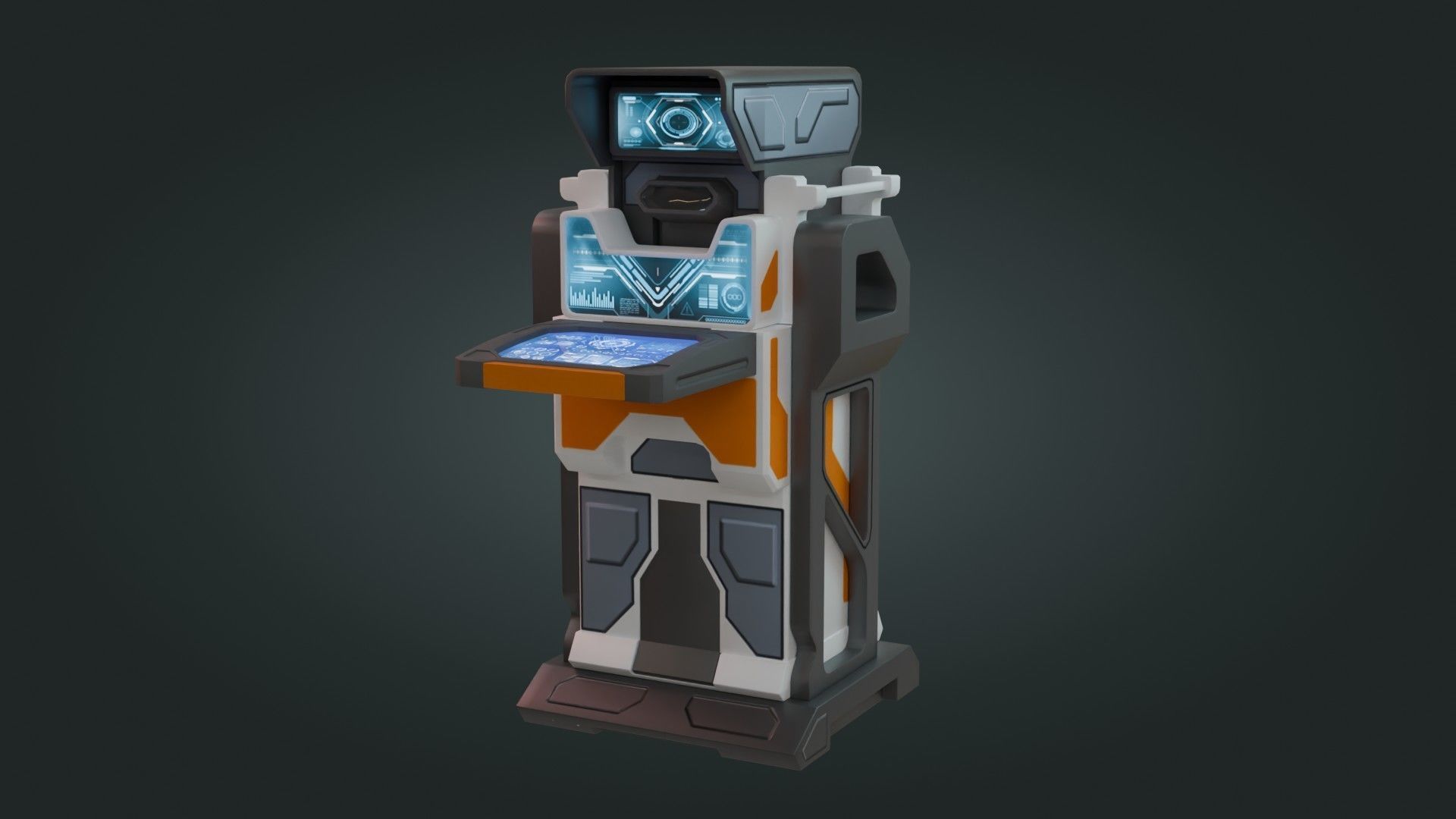 Sci-Fi Computer - Game Ready - PBR Low-poly 3D model_9