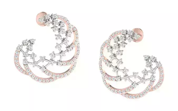 Light Weight Rose Gold Diamond Earring  -EAR-016