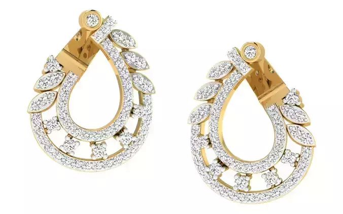 Light Weight Yellow Gold Diamond Earring  -EAR-017