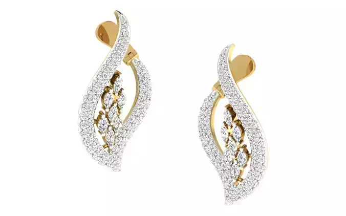 Light Weight Yellow Gold Diamond Earring  -EAR-018