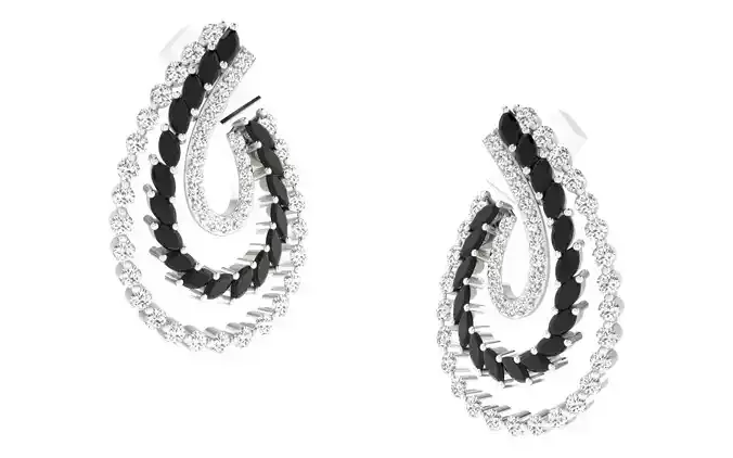 Light Weight White Gold Diamond Earring  -EAR-022
