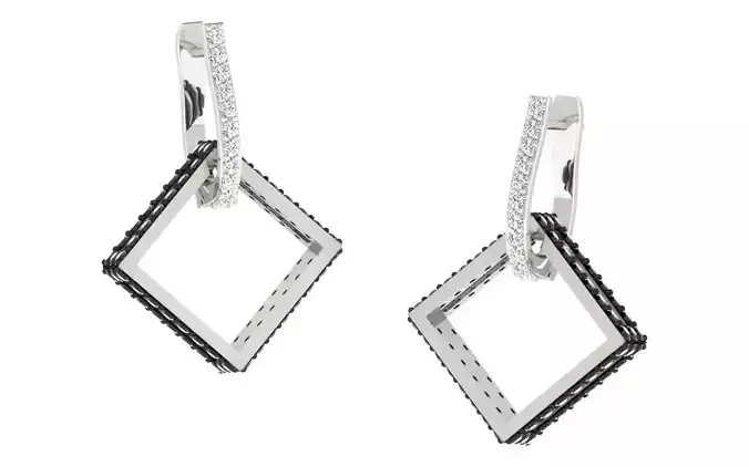 Light Weight White Gold Diamond Earring  -EAR-023