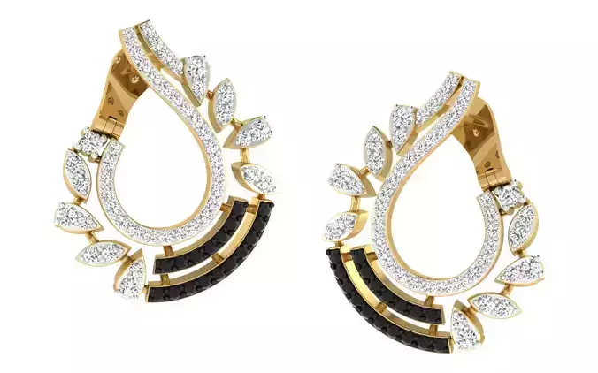 Light Weight Yellow Gold Diamond Earring  -EAR-033