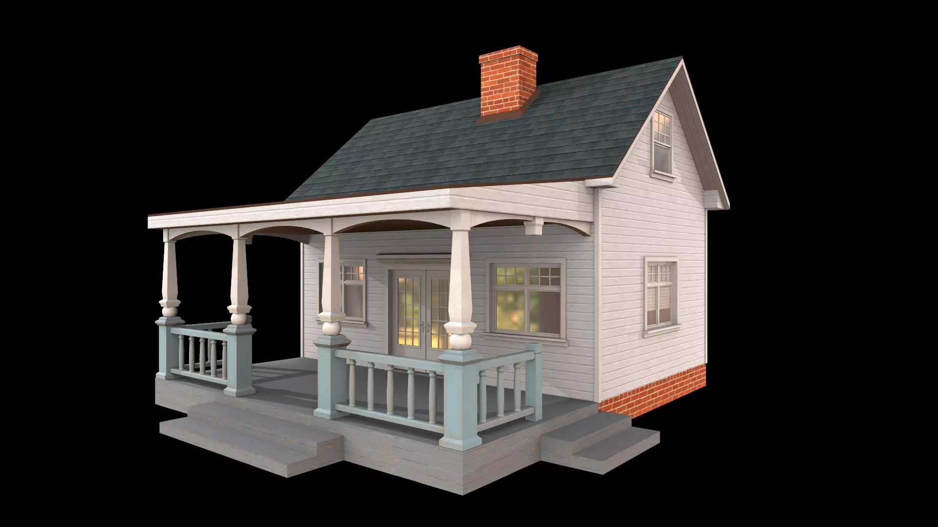 house Low-poly 3D model_0