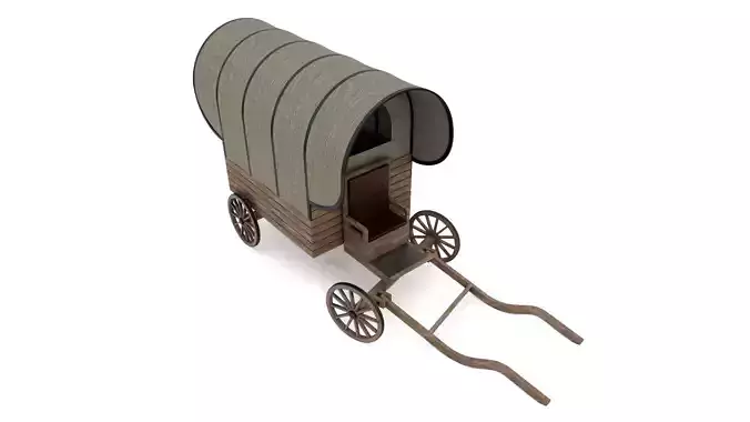 WOODEN HORSE CAR Low-poly 3D model
