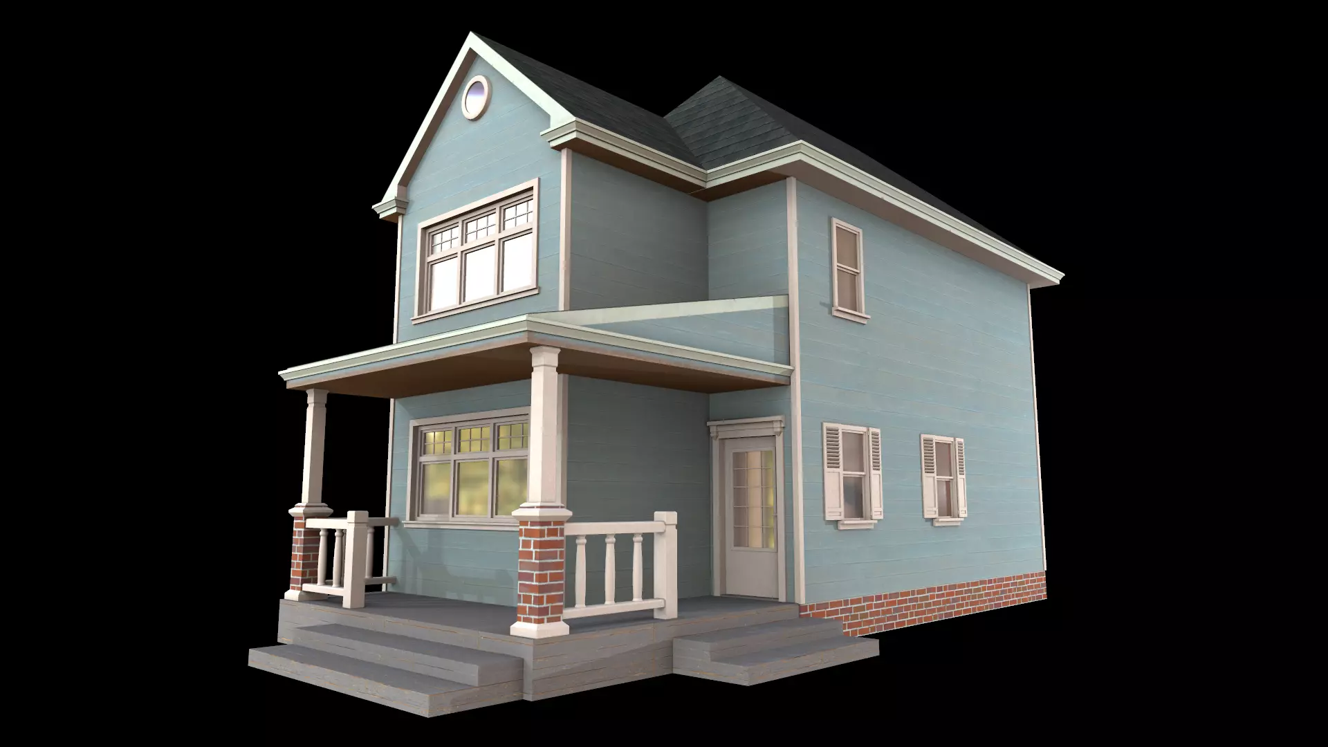house Low-poly 3D model_0
