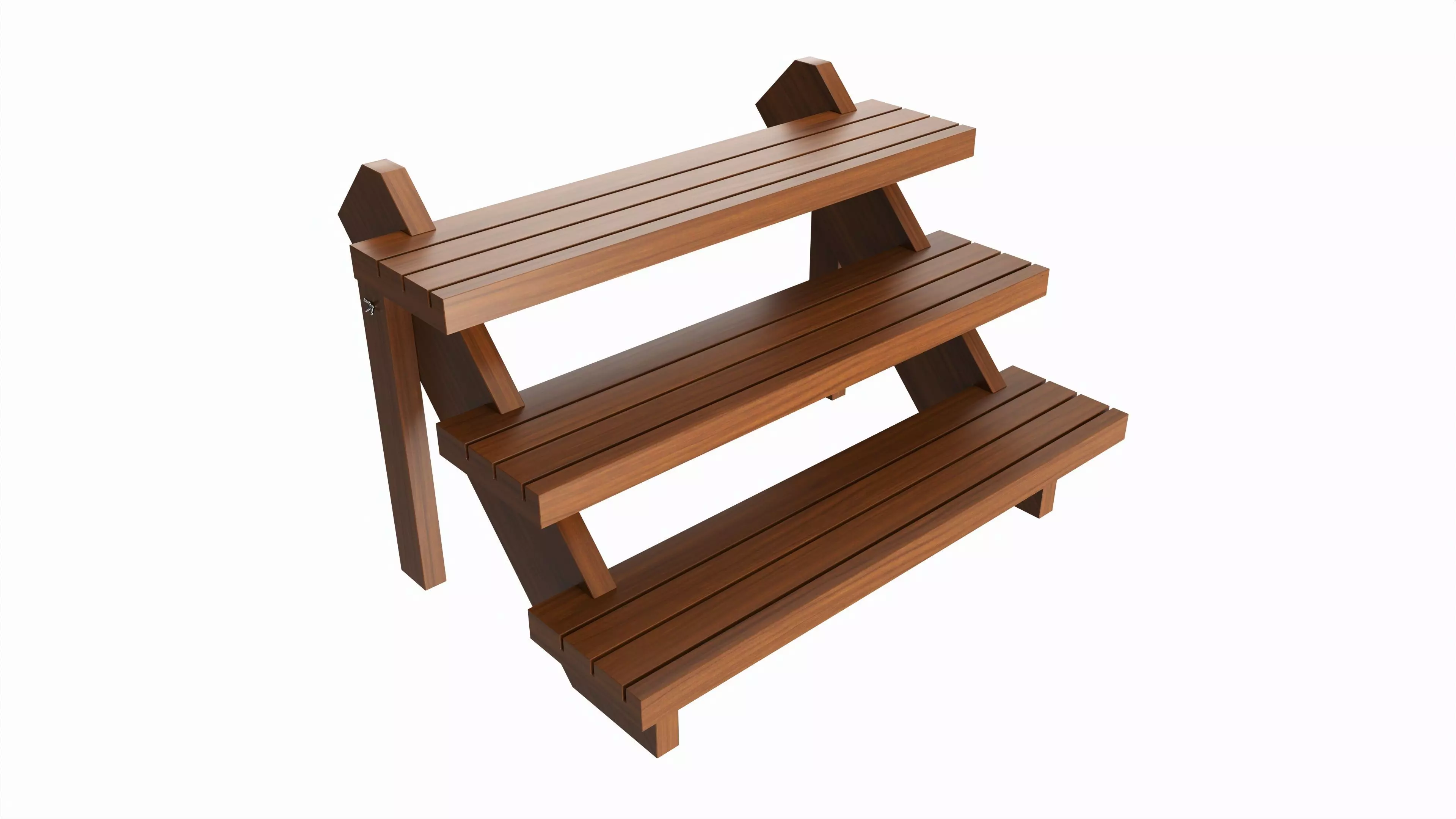Store Wooden Display Stand 3-tier 3D model_0