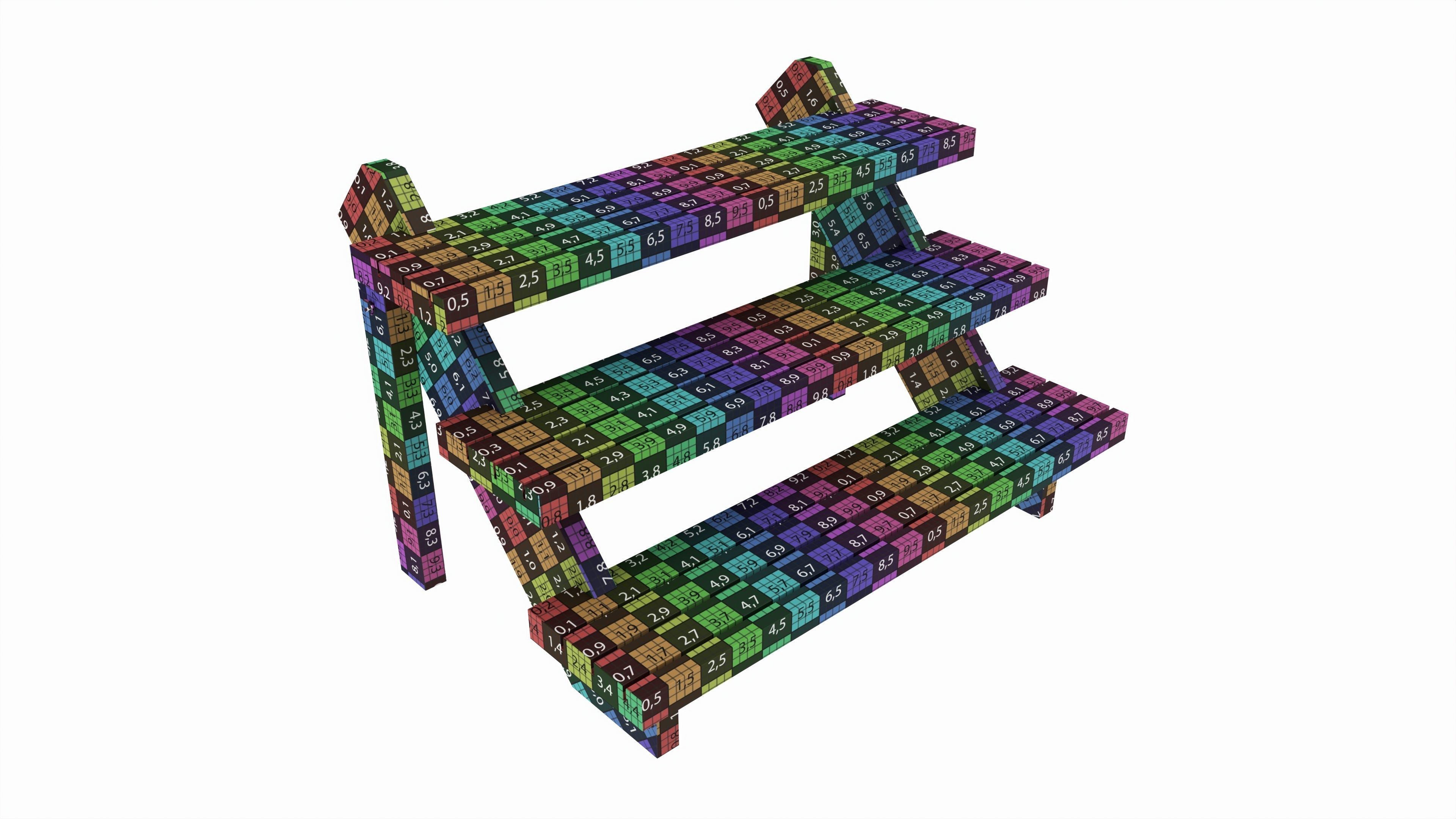 Store Wooden Display Stand 3-tier 3D model_6