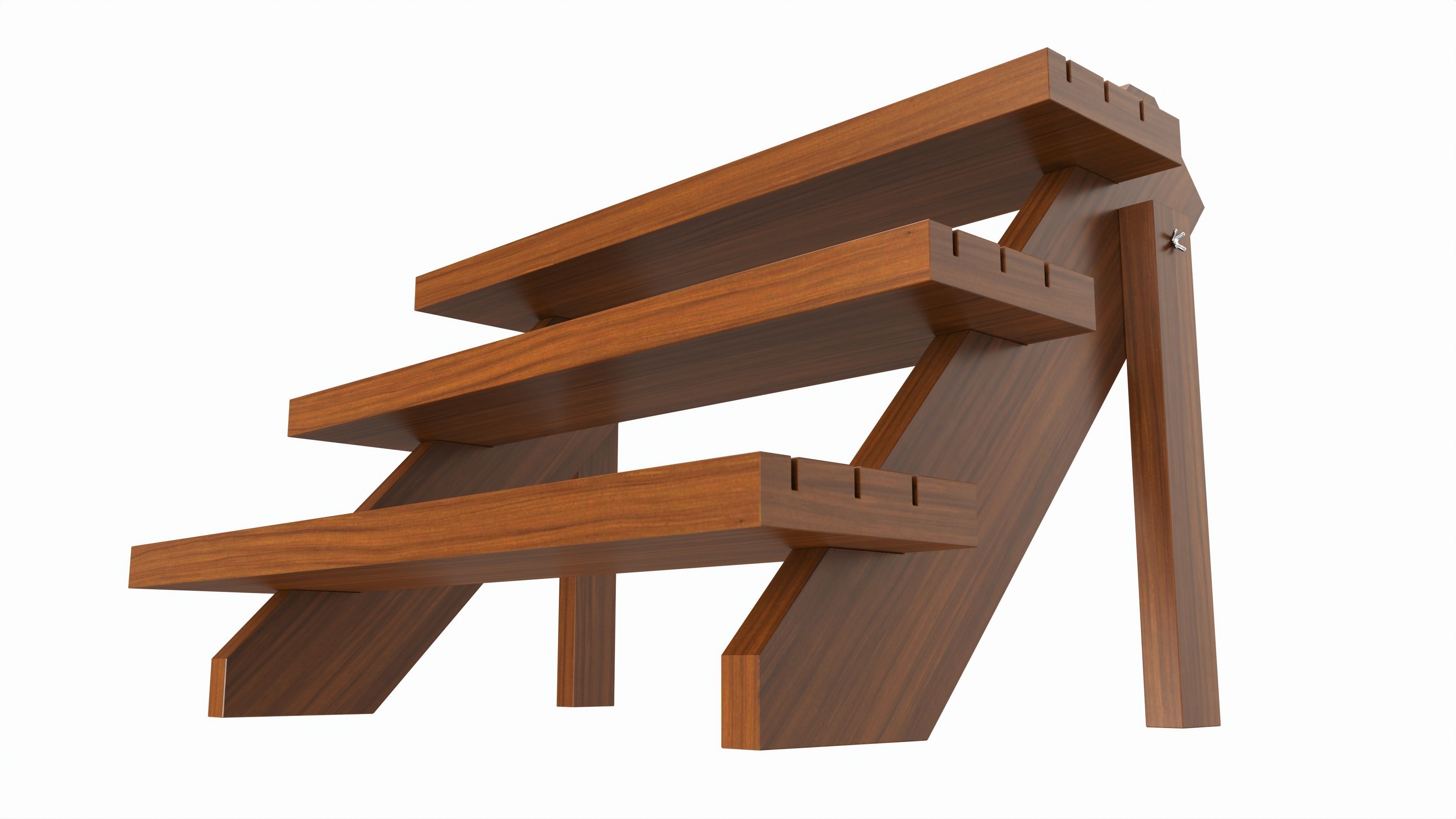 Store Wooden Display Stand 3-tier 3D model_3