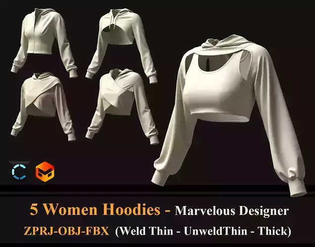 5 Women Cropped Hoodies