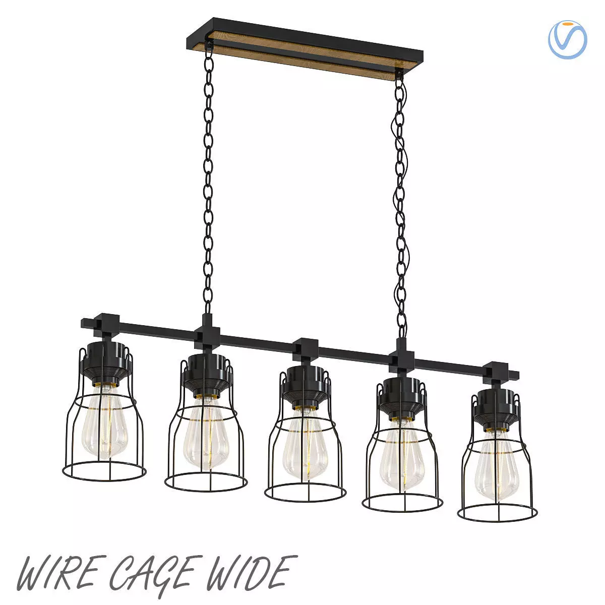Industrial Wire Cage Wide Chandelier 3D model