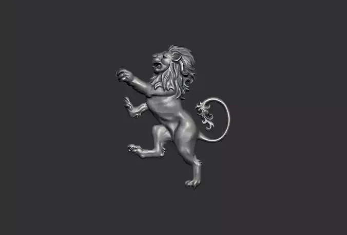 Heraldic Lion Bas Relief 3D print model