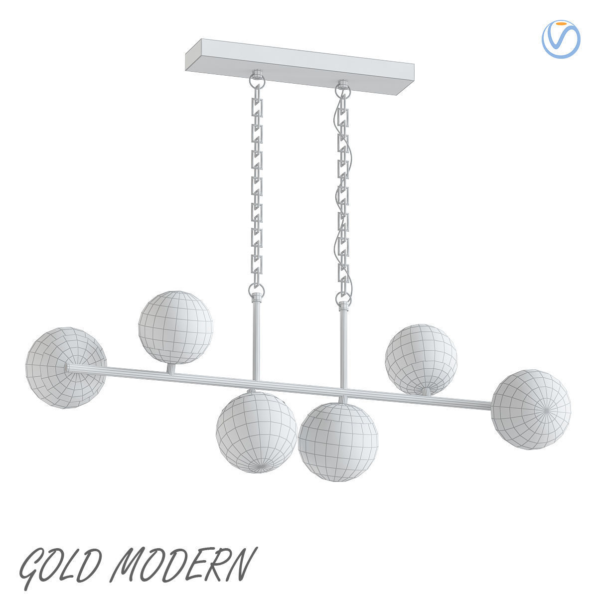 Gold Modern Chandelier 3D model_1