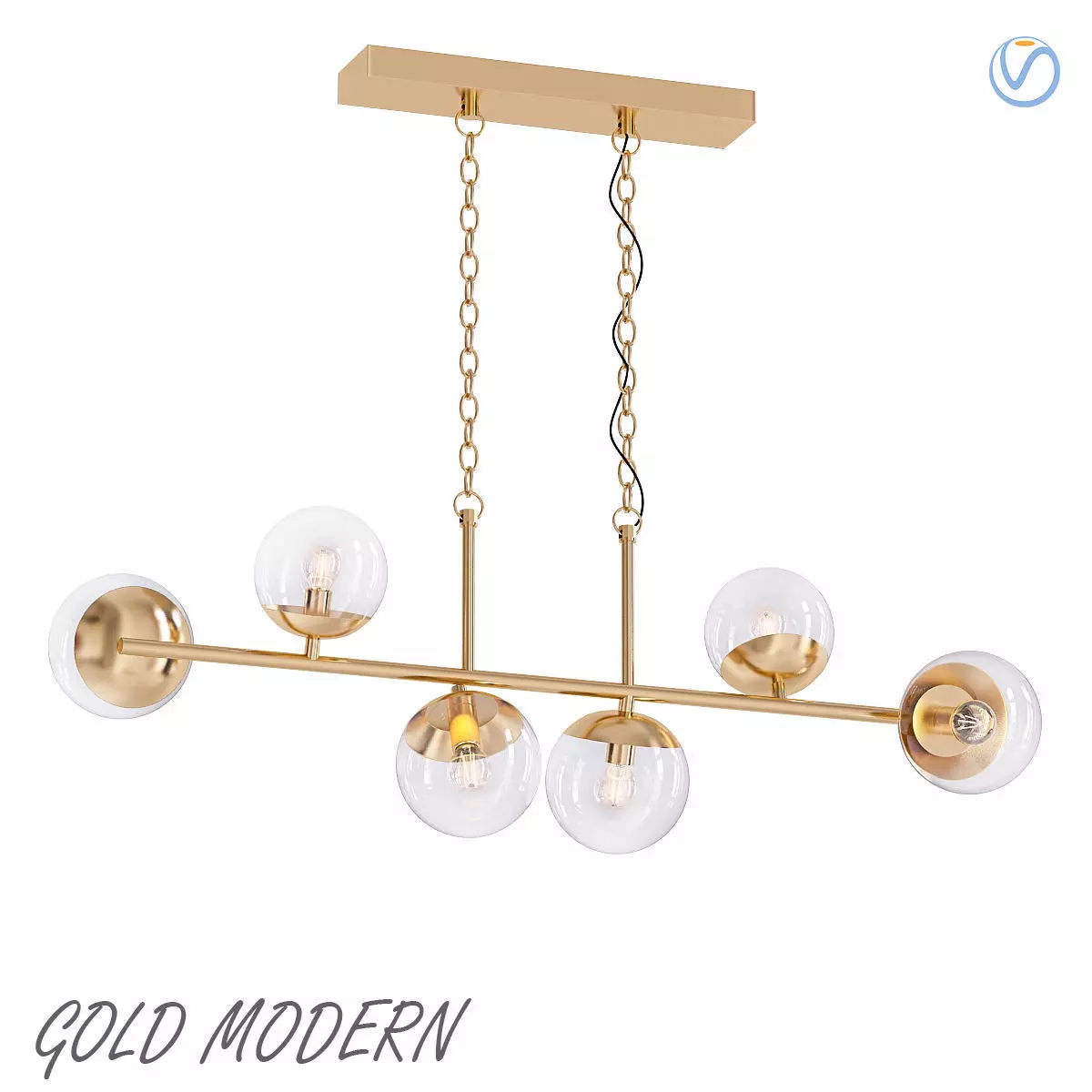 Gold Modern Chandelier 3D model_0