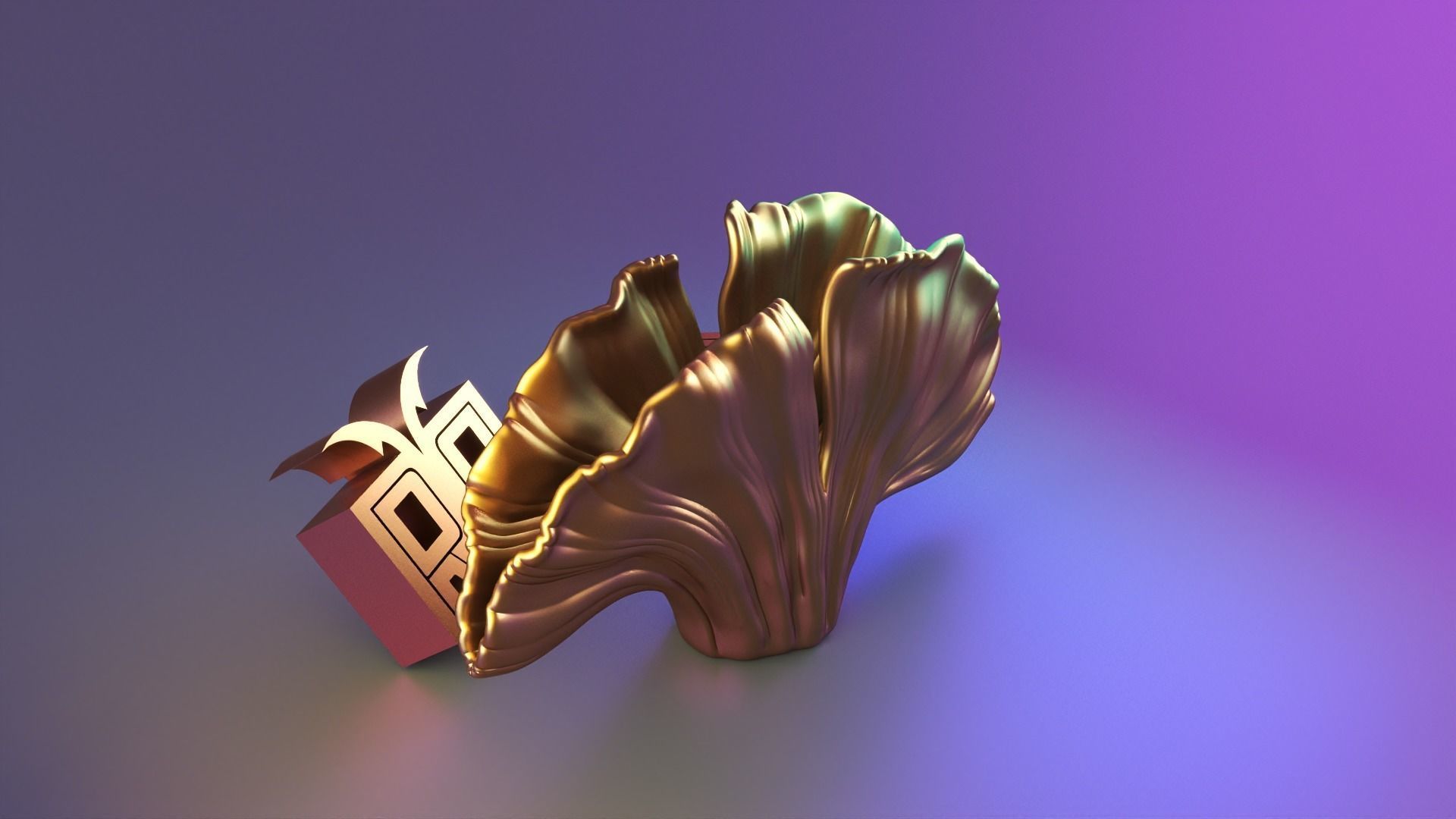 Ginkgo vase 3D print model_6