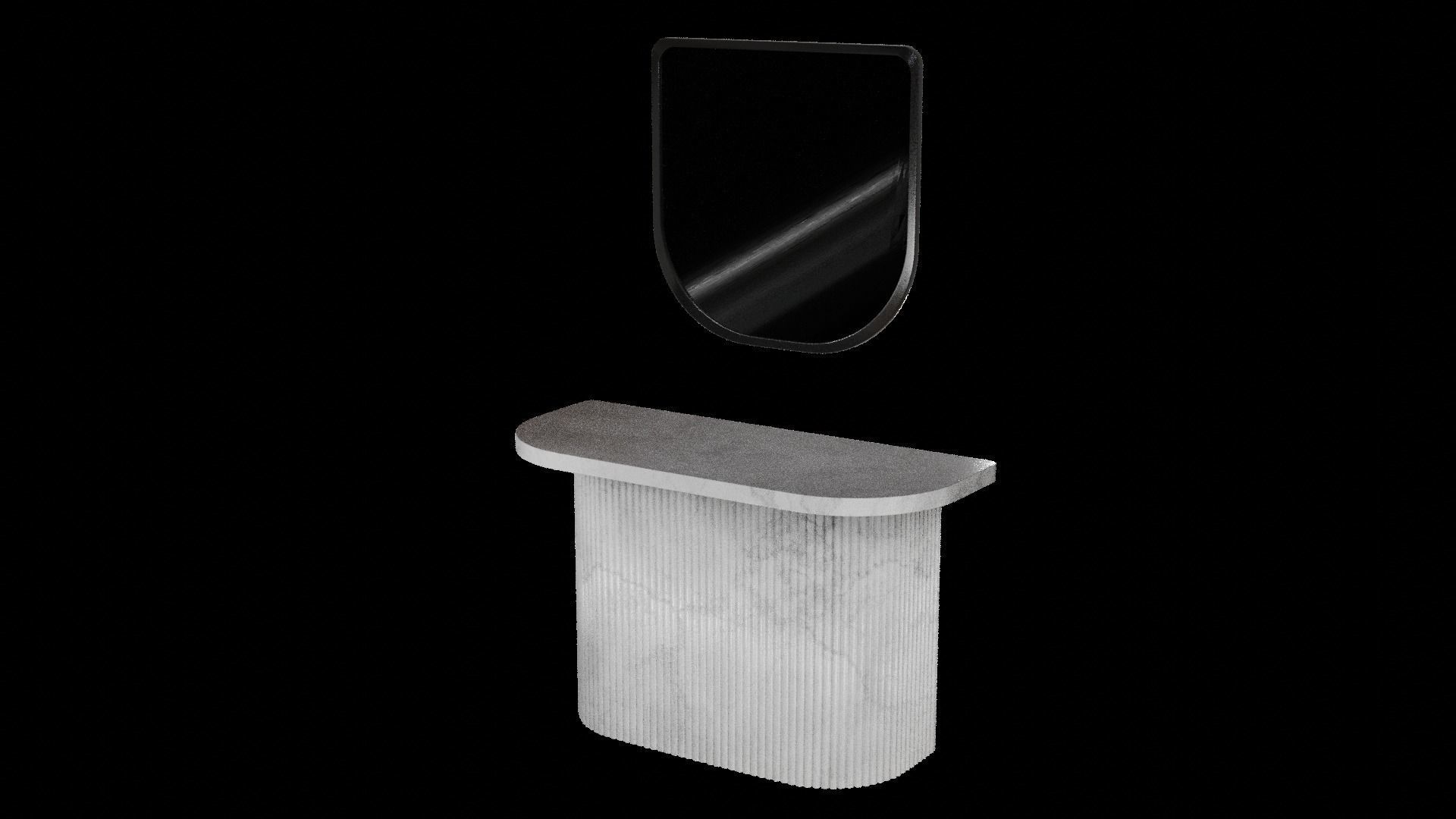 Marble Designer Table 04 with Mirror Low-poly 3D model_3