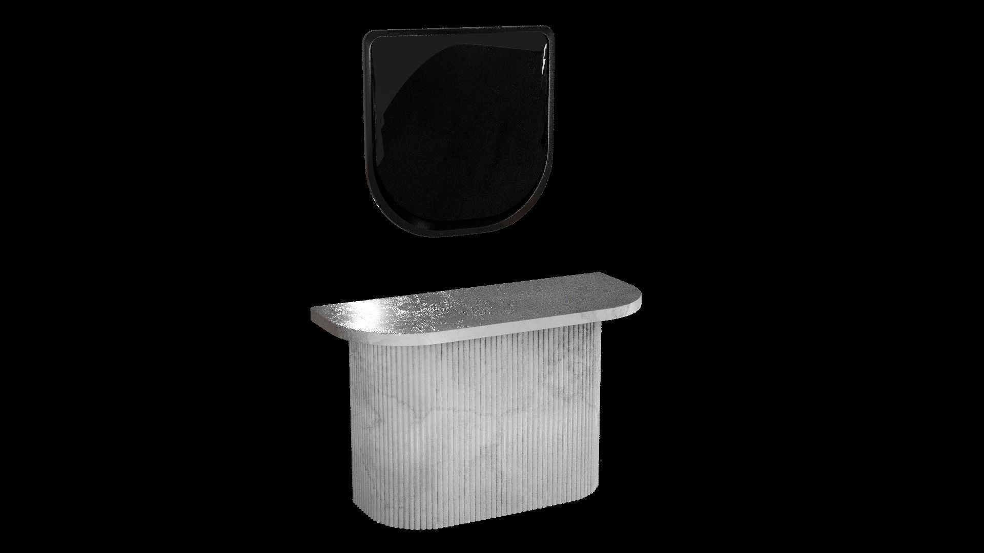 Marble Designer Table 04 with Mirror Low-poly 3D model_1